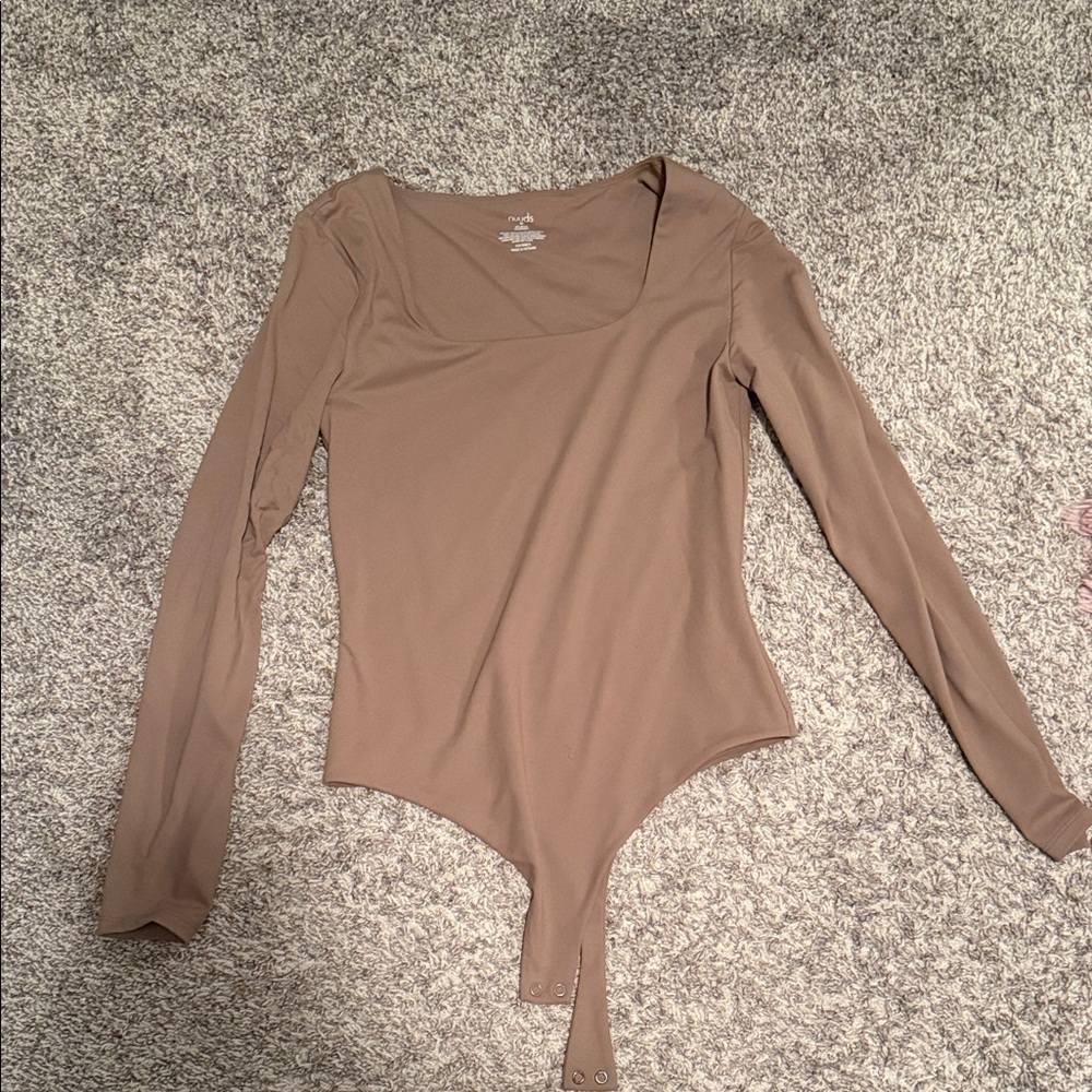 Nuuds Mocha Square Nech Long Sleeve Bodysuit